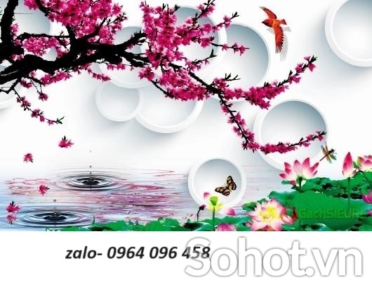 Tranh gạch ốp tường cành đào 3d - 245XC