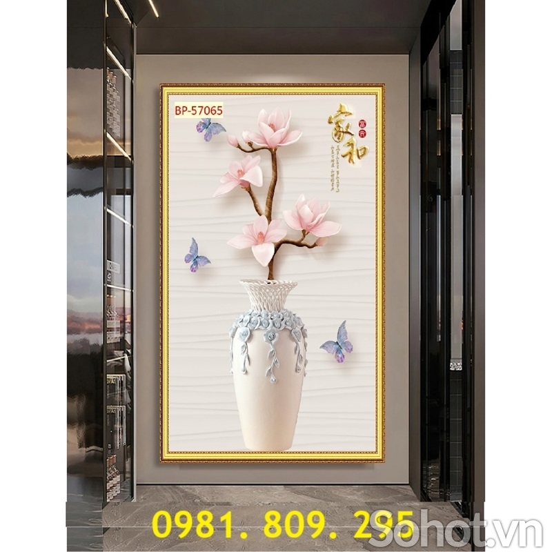 Tranh gạch , gạch 3d bình hoa trang trí
