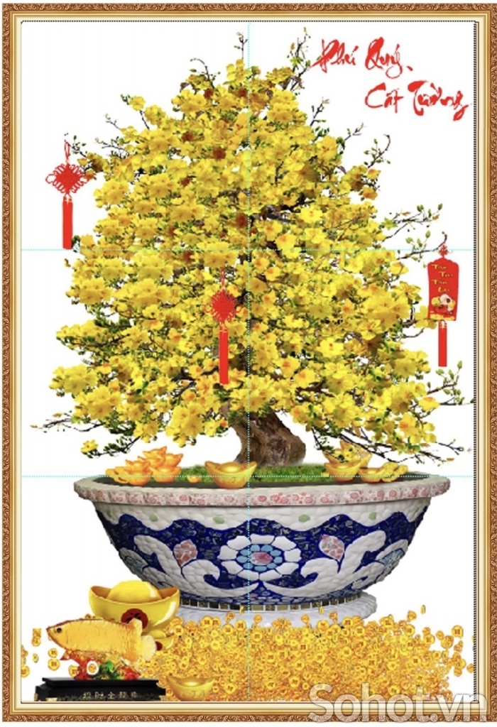 Tranh hoa mai 3d - tranh gạch 3d hoa mai - MB55