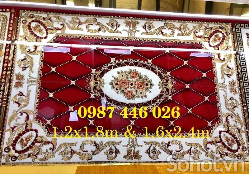 Gạch thảm nền nhà hoa văn khắc vàng HP98283
