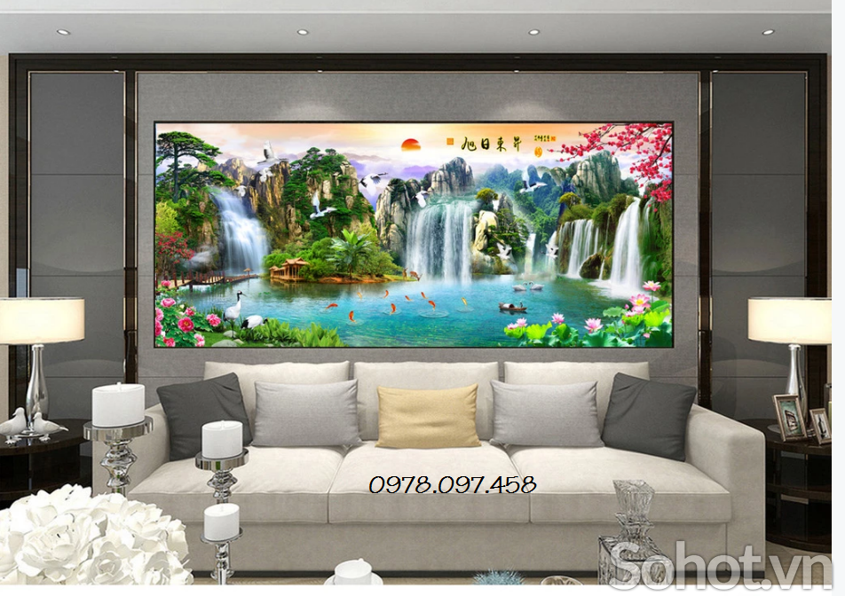 Tranh gạch 3D phòng khách