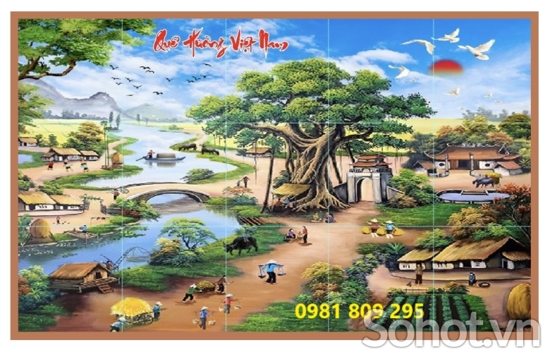 Gạch 3d làng quê , cảnh việt đẹp HN8328