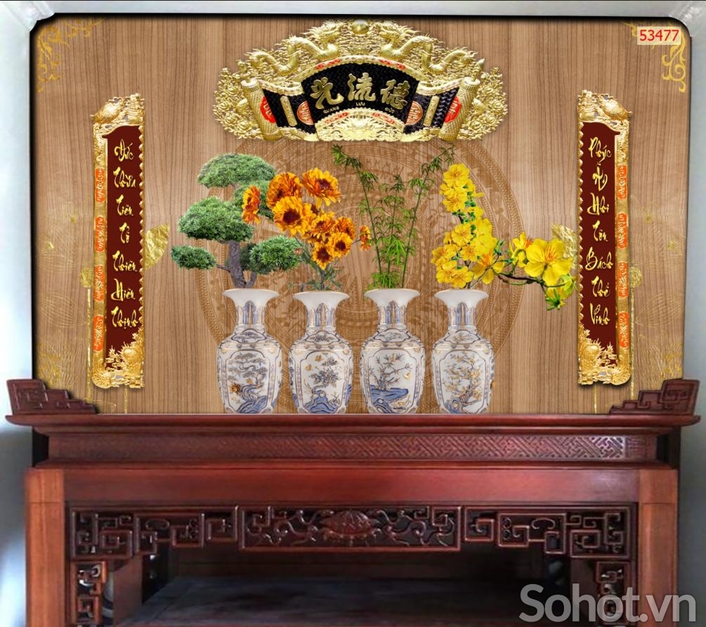 tranh 3D phòng thờ, gạch tranh trang trí