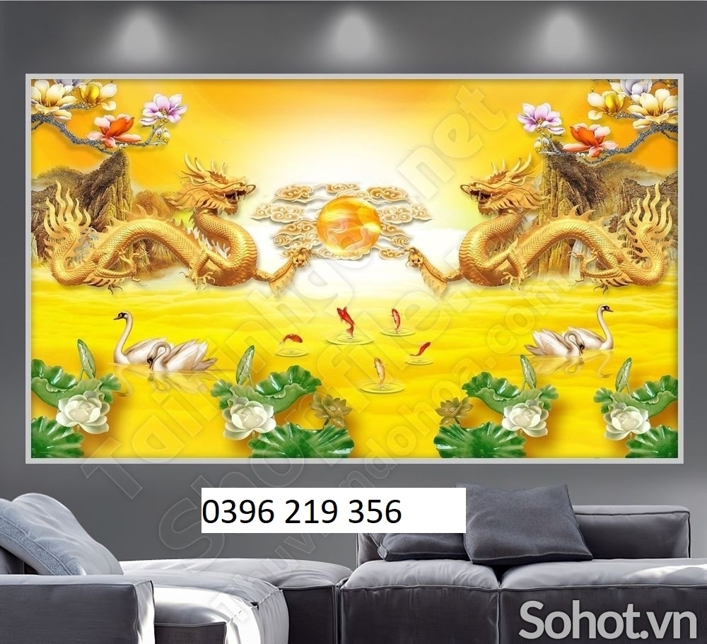 Gạch tranh rồng phượng phong thủy 3D