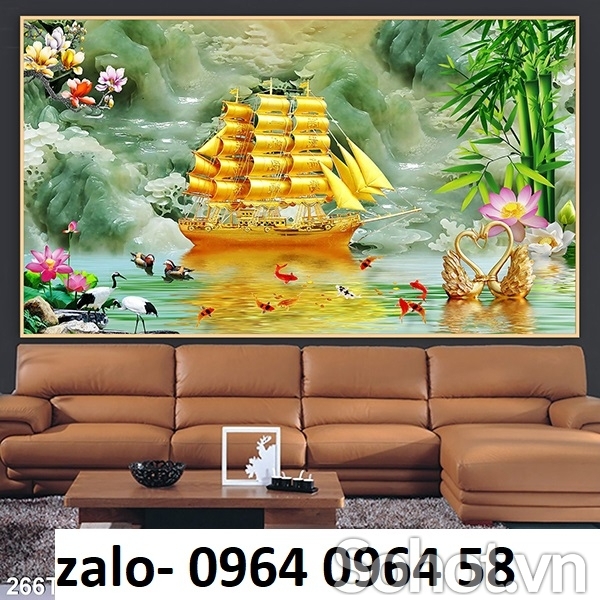 Tranh gạch 3d phong thủy thuận buồm xuôi gió - XVC4