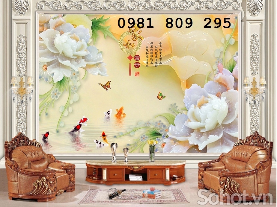 Tranh gạch 3d sứ ngọc , gạch tranh phòng khách