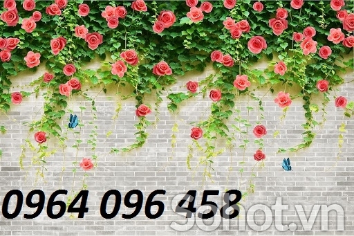 Tranh hoa hồng 3d - tranh gạch 3d hoa hồng - 54XP