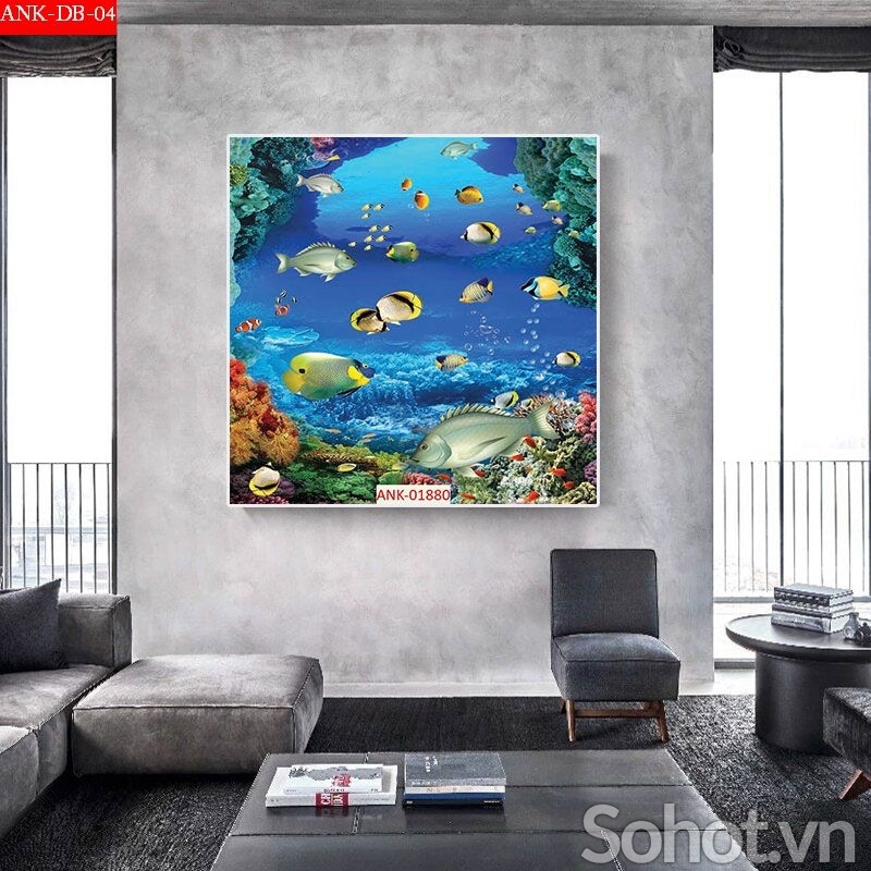 Tranh gạch 3d cá heo đại dương - HNBV55