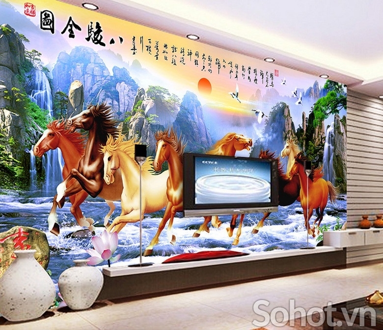 tranh gạch 3d - gạch tranh 3d bát mã - 765SN