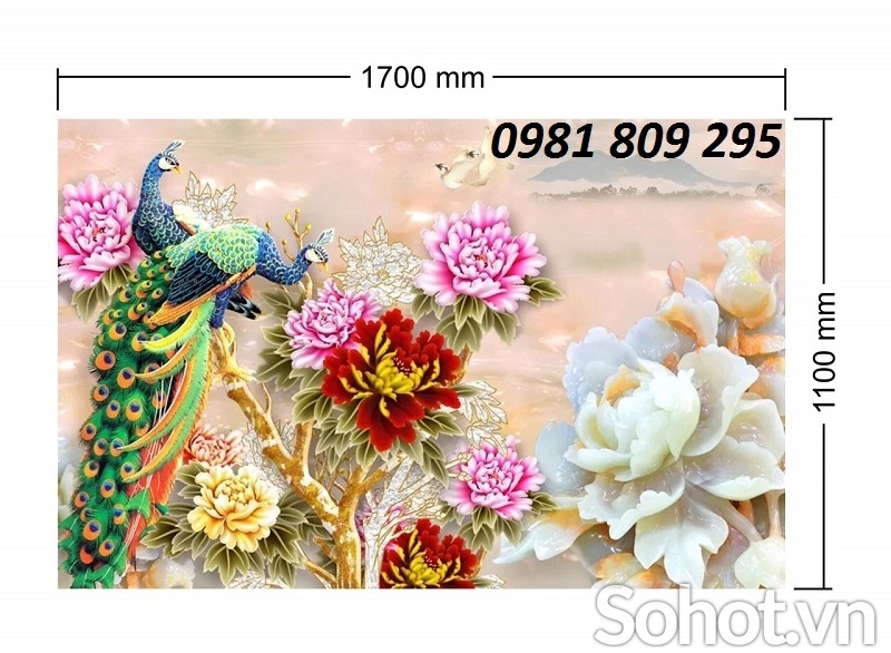 gạch tranh 3d chim công