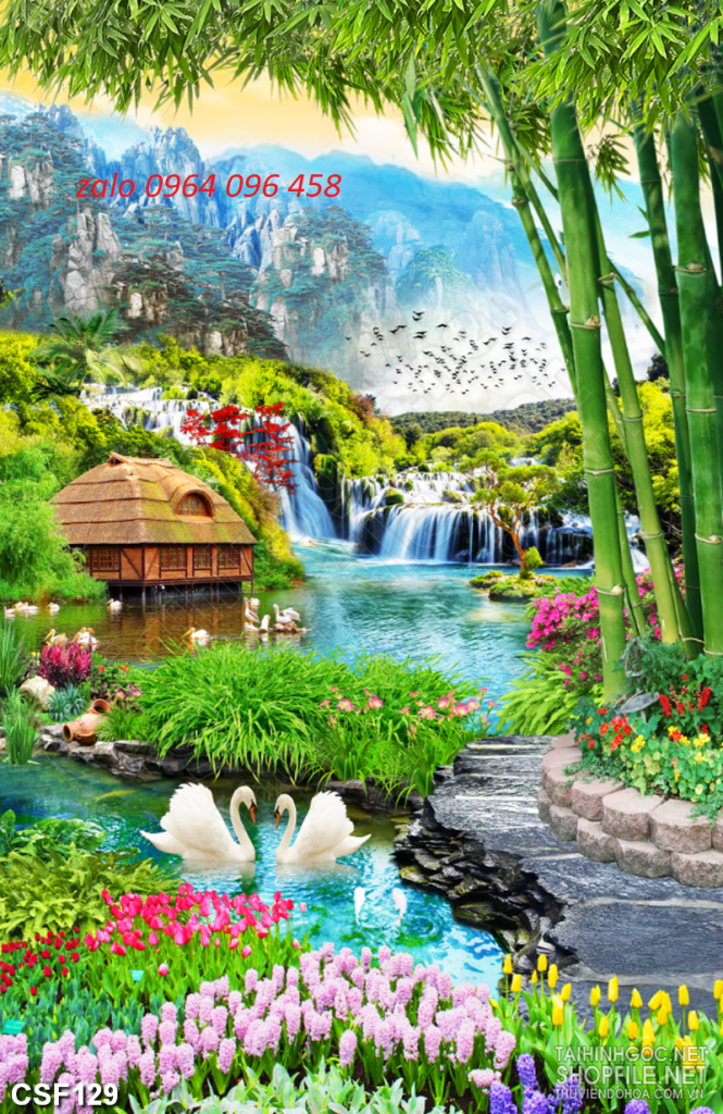 Tranh gạch 3d phong cảnh khổ dọc - DCN044