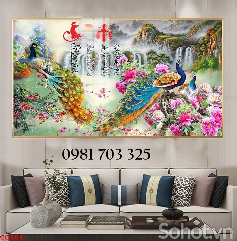 Tranh gạch 3d chim công sang trọng
