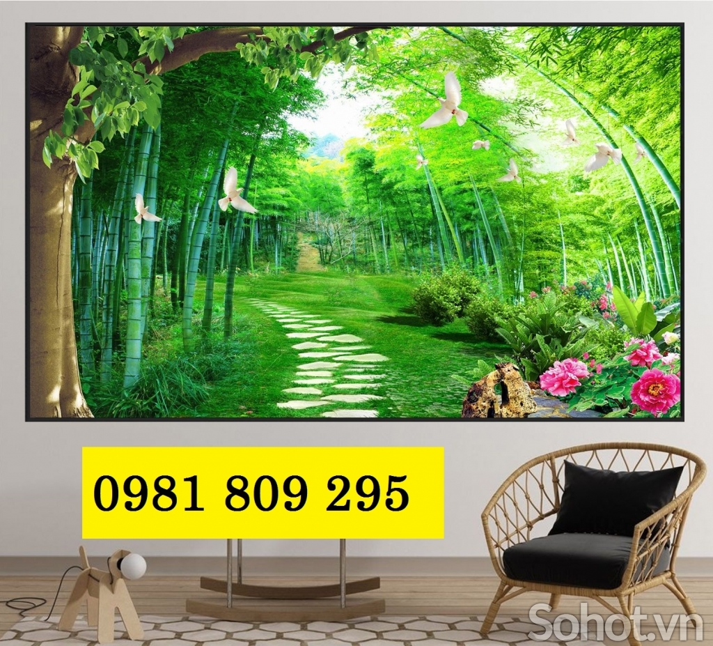 Gạch 3d cây trúc , gạch tranh 3d