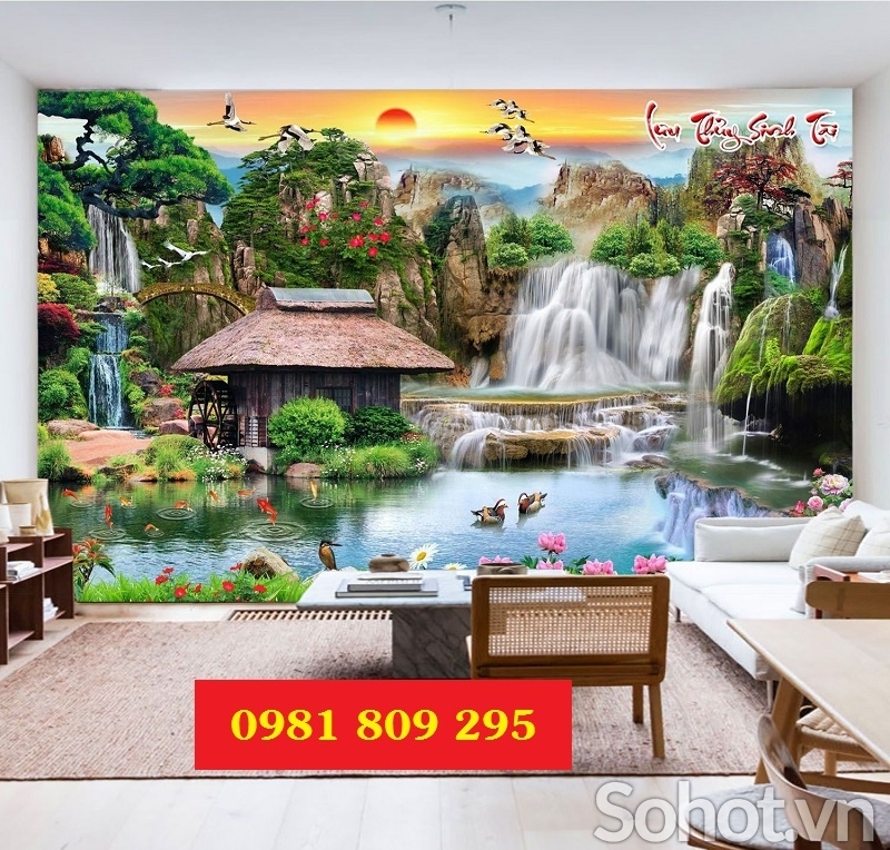 Gạch tranh sơn thủy hữu tình HP536