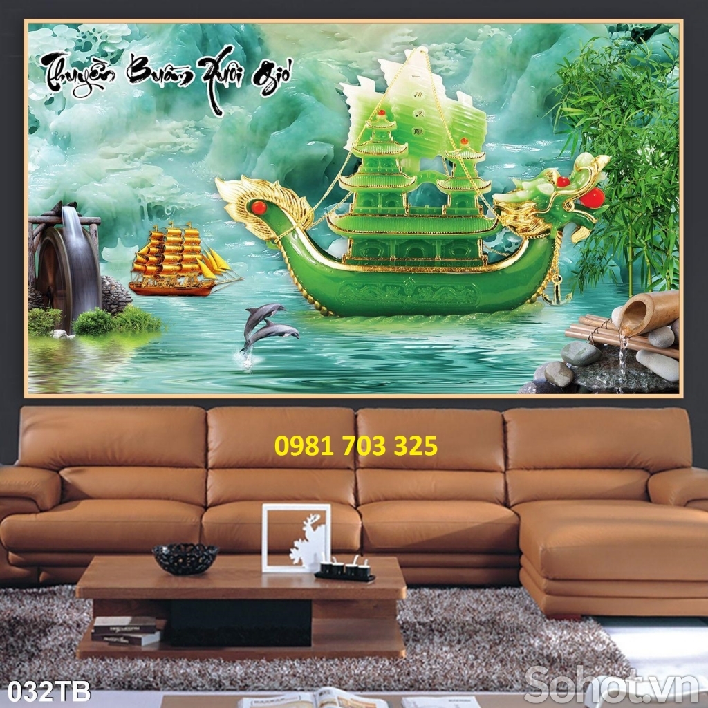 Tranh thuyền buồm phong thủy- gạch tranh 3D