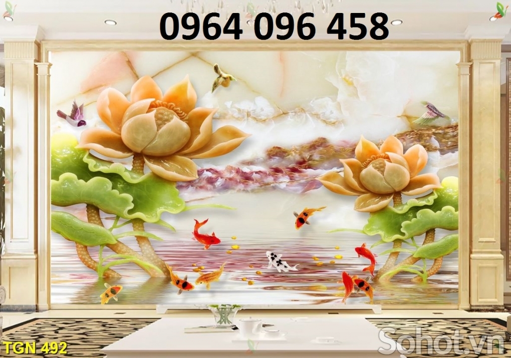tranh gạch men 3d dán tường phòng khách - kf65