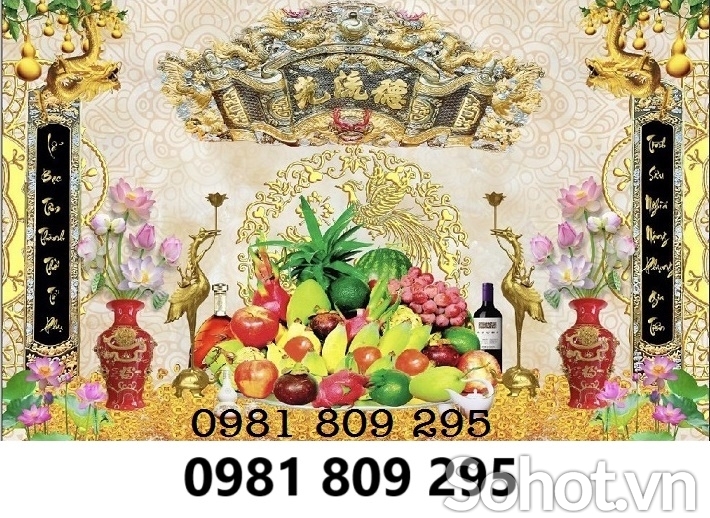 Tranh gạch ốp tường phòng thờ 3d câu đối