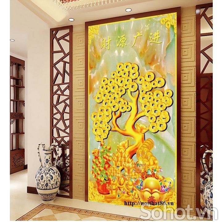 Tranh gạch trang trí- Tranh cây kim tiền
