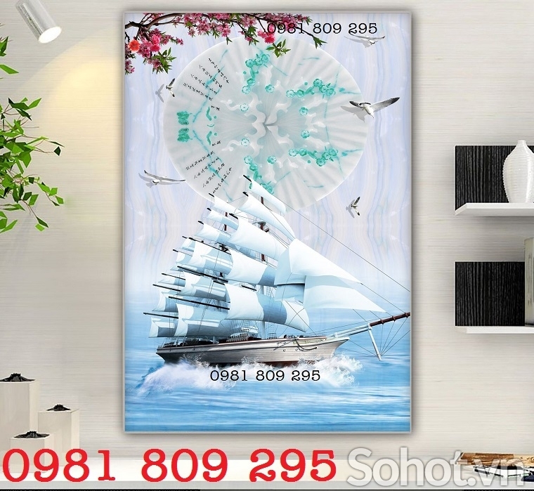 Tranh gạch men - tranh thuyền buồm - gạch tranh