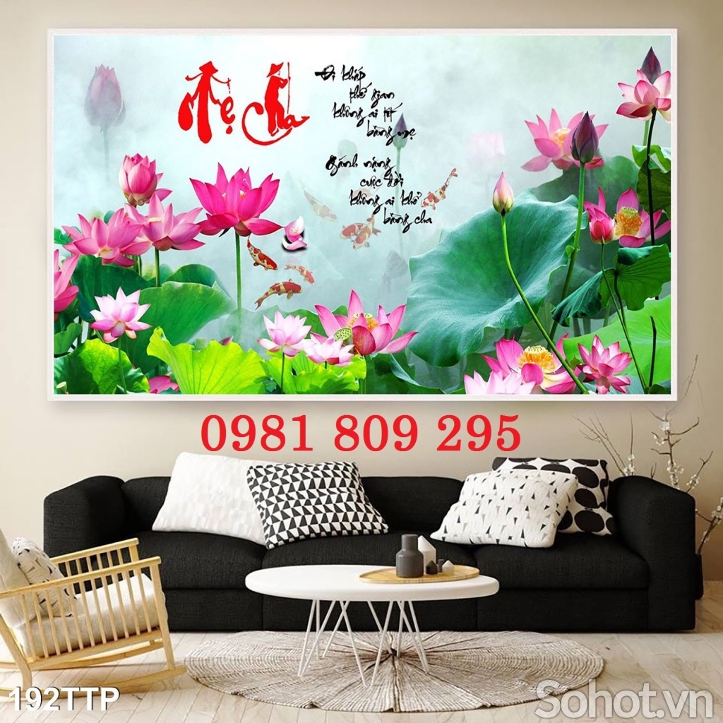 Gạch tranh 3d thư pháp câu thơ Cha Mẹ