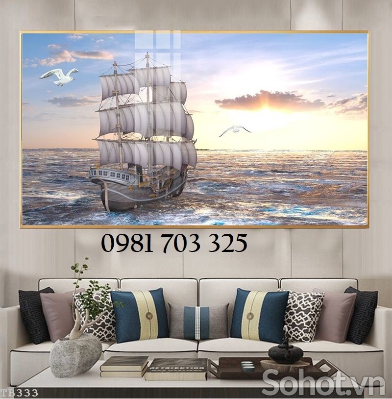 Gạch tranh thuyền buồm đẹp