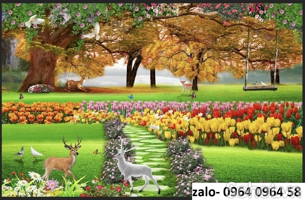 Tranh 3d - gạch tranh 3d hoa cỏ thiên nhiên - DXC43