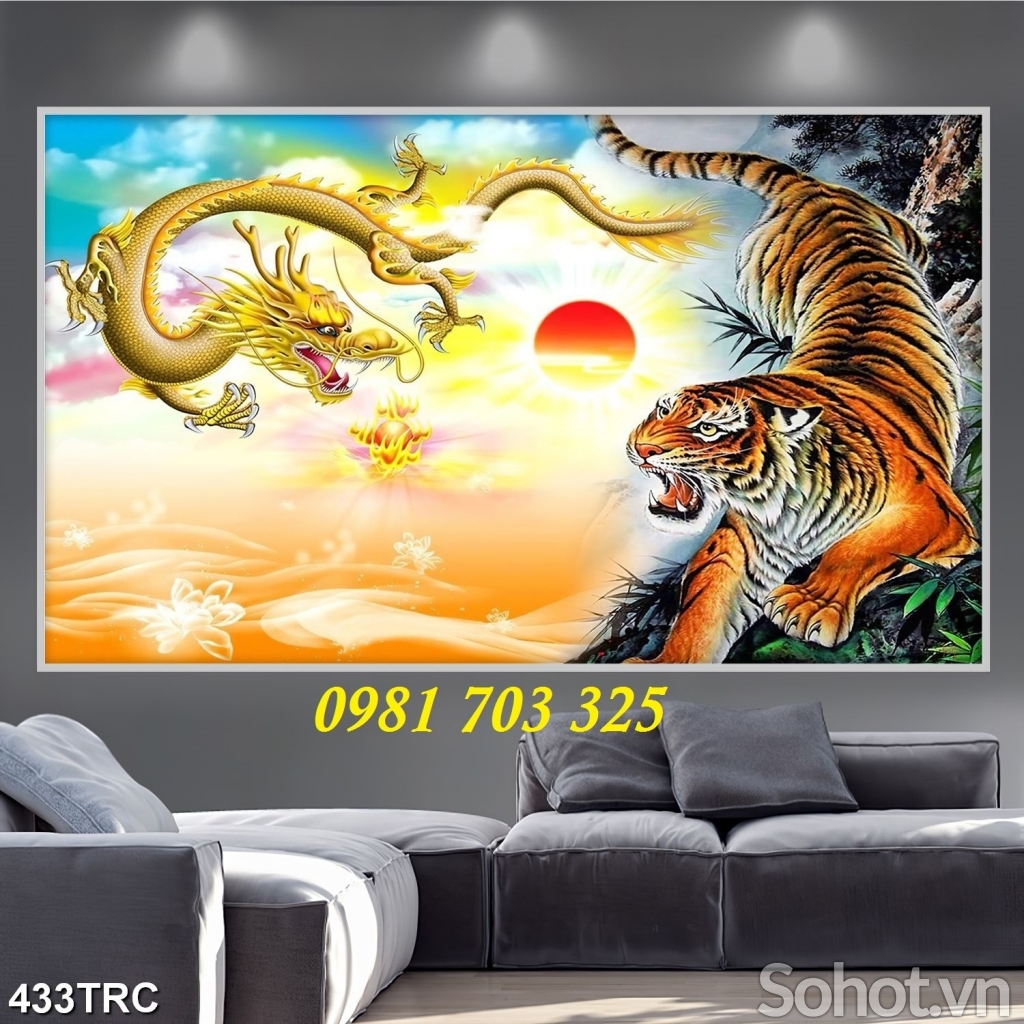Tranh phong thủy 3D- gạch tranh con hổ