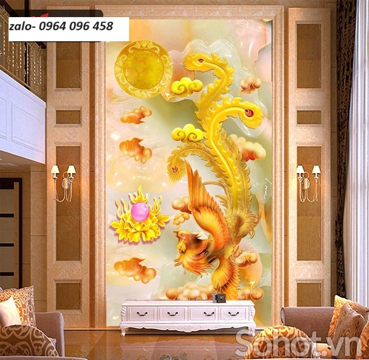 Tranh gạch 3d long lân quy phượng - SKH44