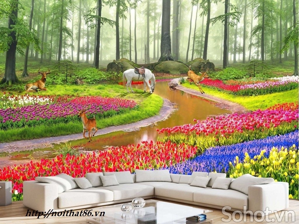 Gạch tường 3d vườn hoa HP7562