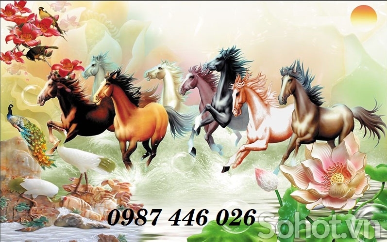 Gạch ốp tường tranh gạch men bát mã HP822