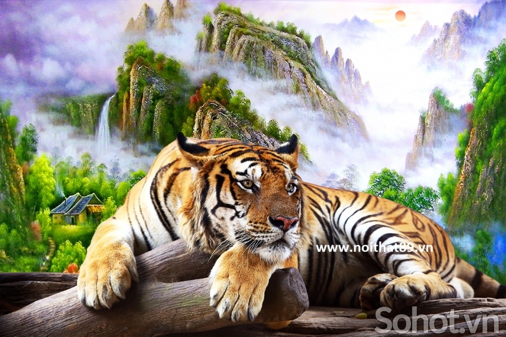 Tranh gạch 3d tranh hổ phong thủy - KHG85
