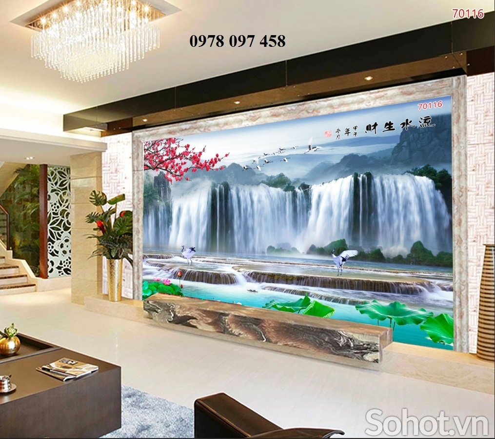 Tranh phong thủy - tranh gạch thác nước