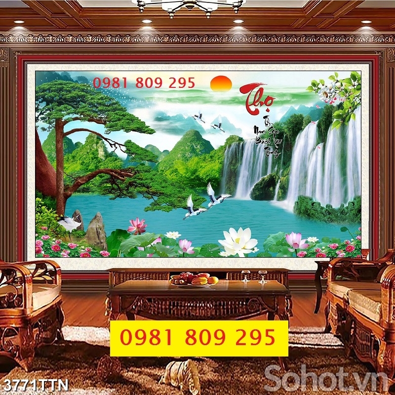 Tranh Gạch , tranh 3d phong cảnh phòng khách