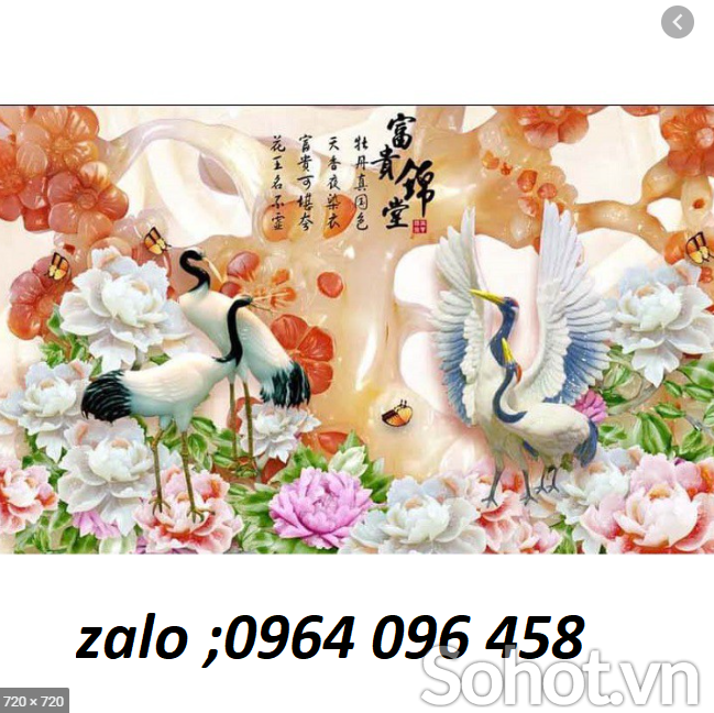 Gạch tranh chim công trang trí phòng khách - HXZ2