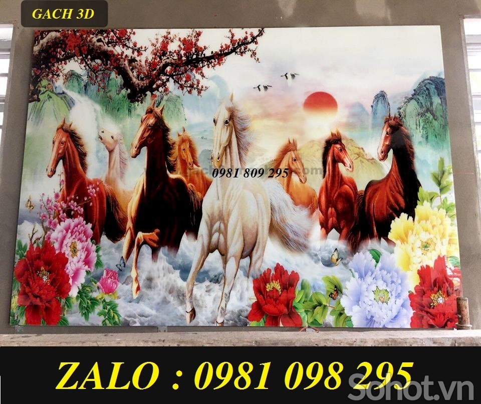 tranh gạch 3d ngựa , tranh bát mã
