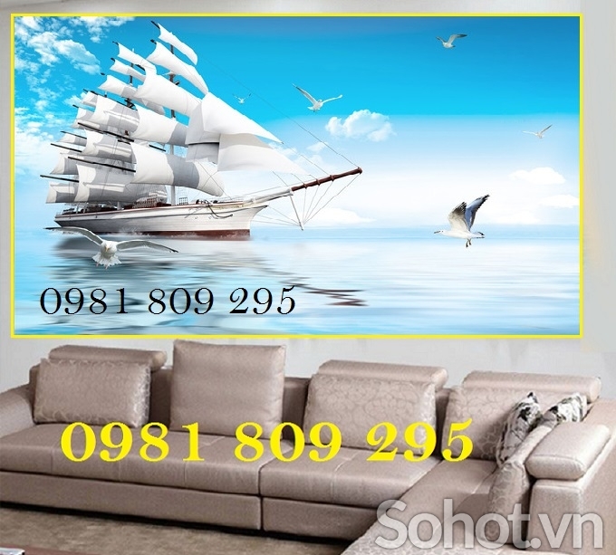 Tranh ốp tường , gạch 3d thuyền