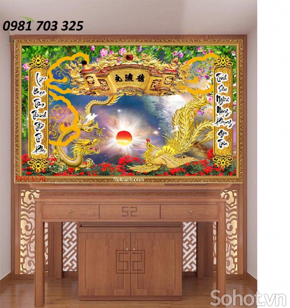 tranh 3D phòng thờ, tranh gạch men