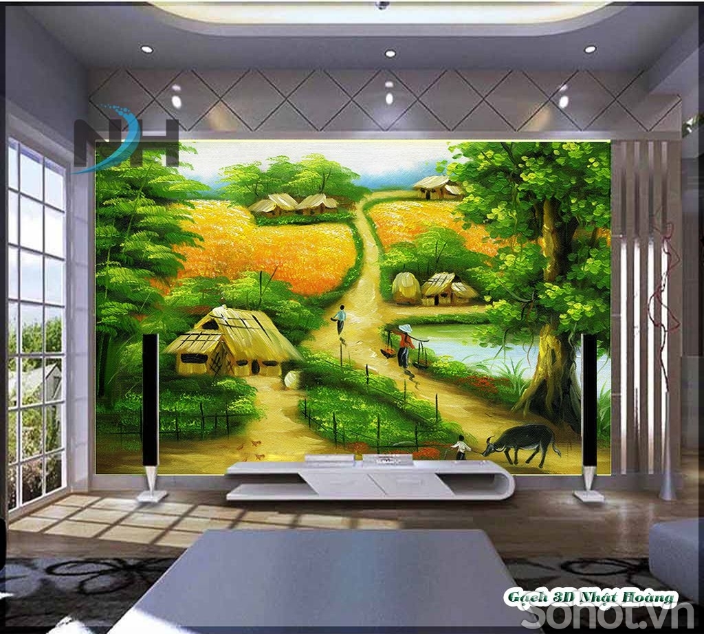 Tranh gạch đồng quê