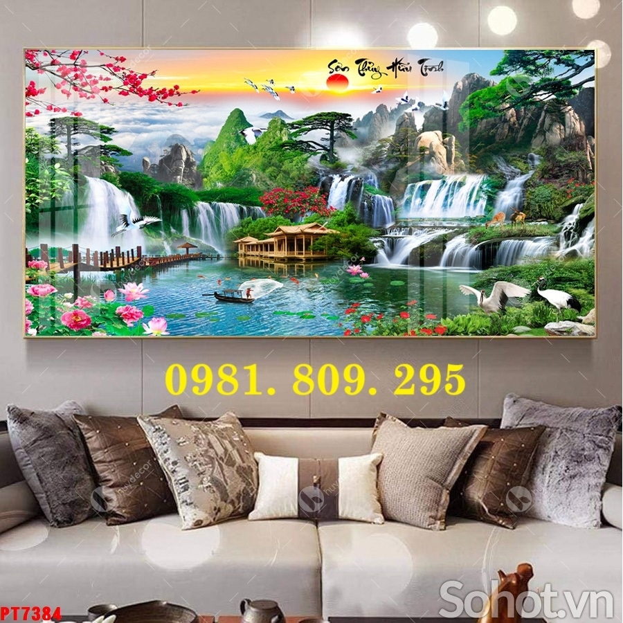 Tranh gạch , gạch 3d thác nước trang trí