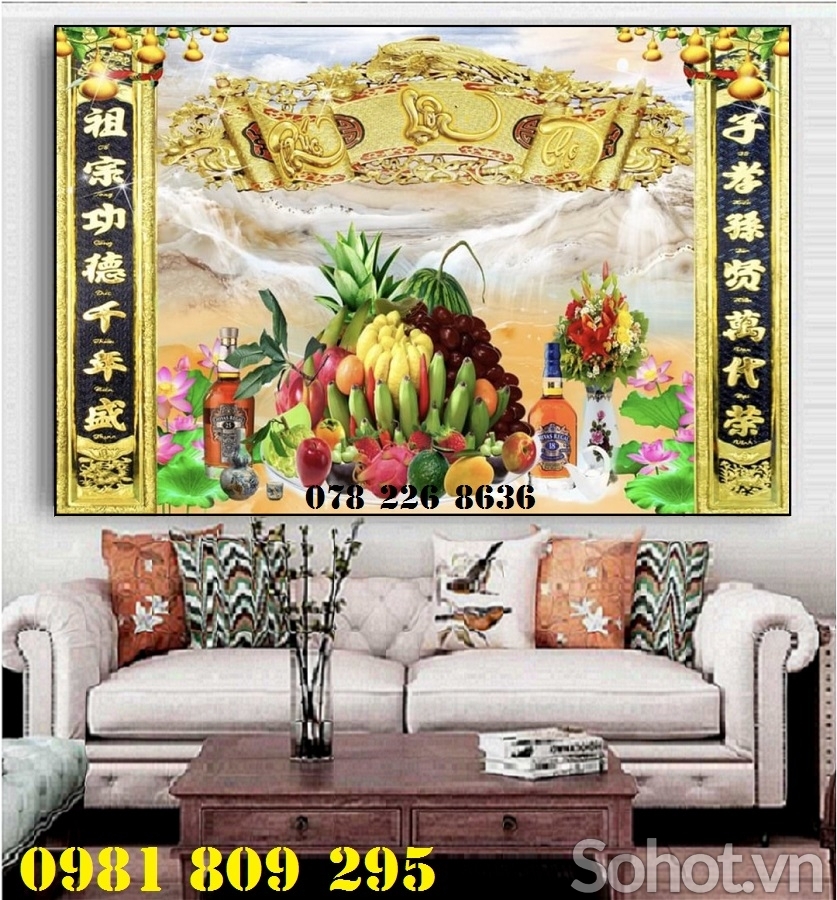 Tranh 3d phòng thờ - tranh gạch 3d