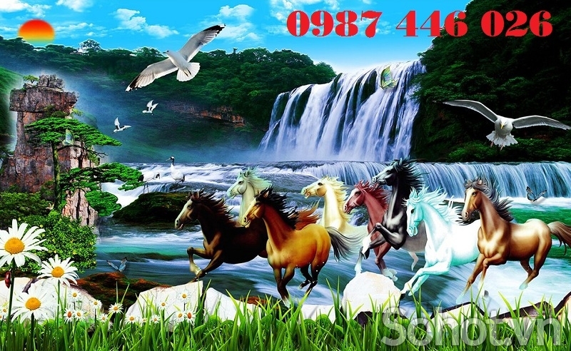 Tranh ngựa, gạch tranh phong thủy HP2723