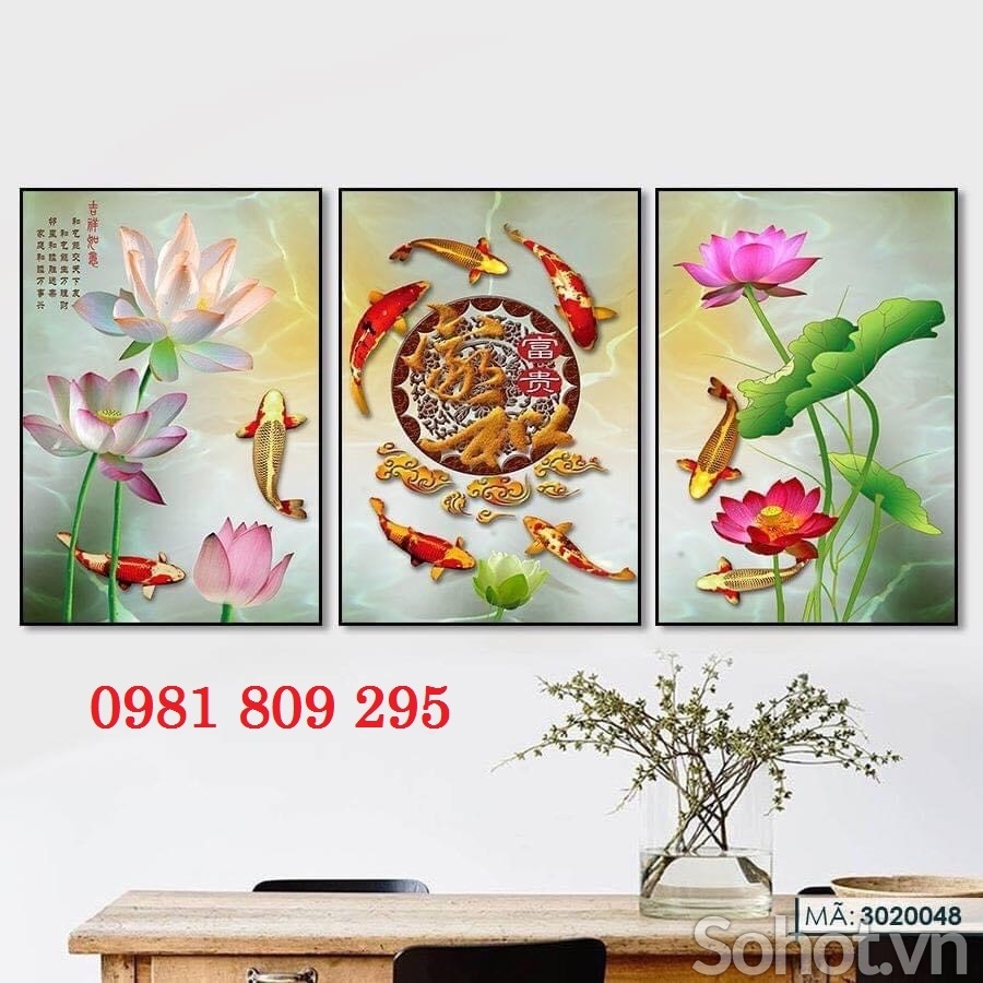 Tranh 3d hoa sen , tranh gạch 3d hoa sen