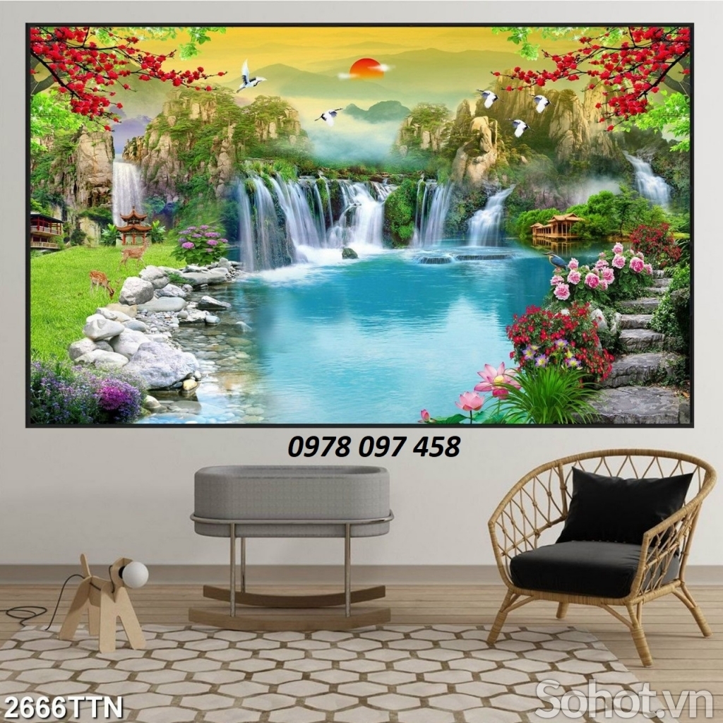 Phong cảnh thiên nhiên giao hòa - gạch tranh in 3D