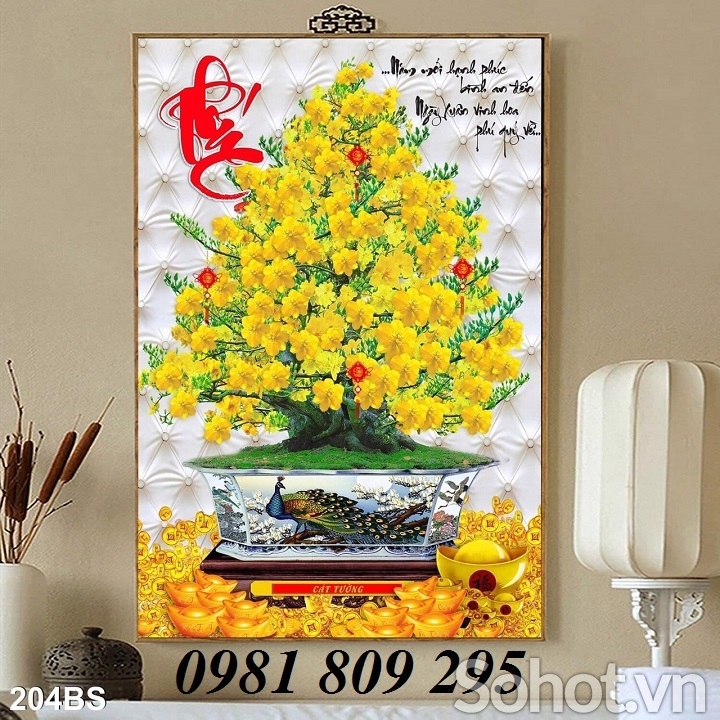 Tranh hoa mai - tranh gạch 3d ốp cánh gà