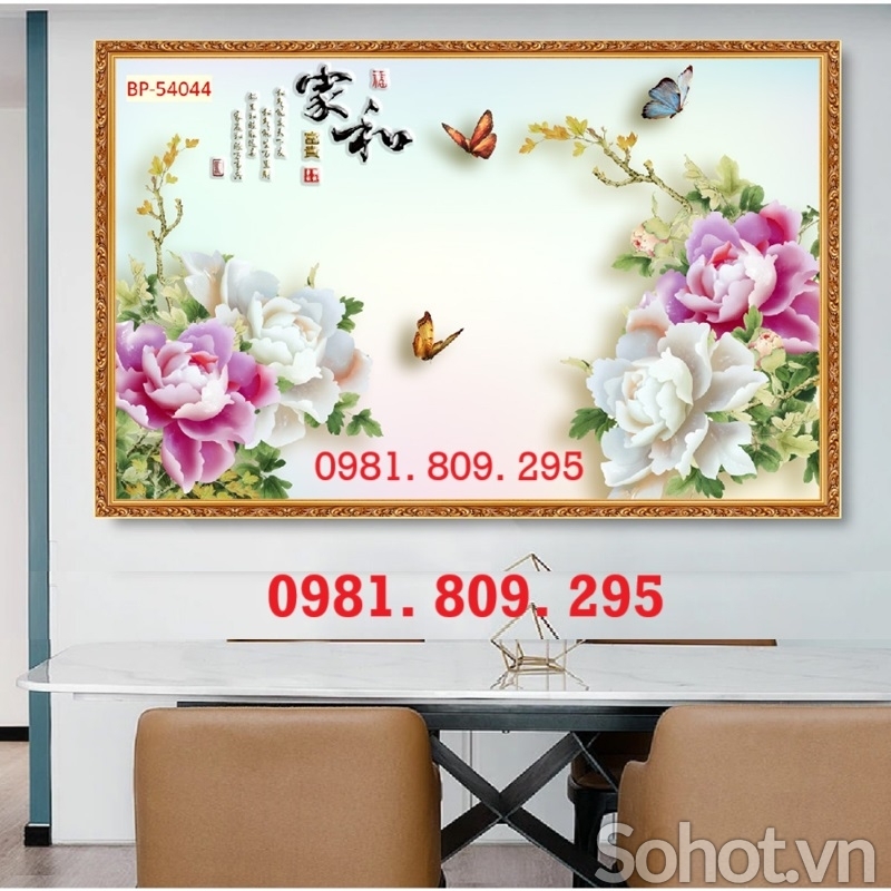 Gạch tranh hoa mẫu đơn sang trọng trang trí GB999