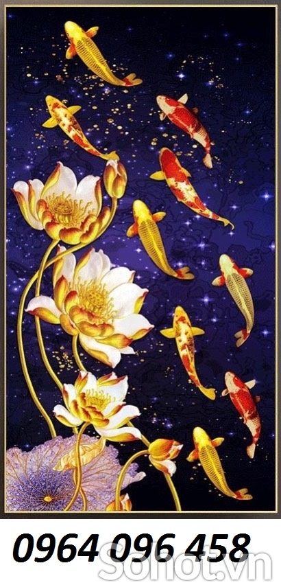 Tranh gạch men 3d cá chép hoa sen - 0322XC