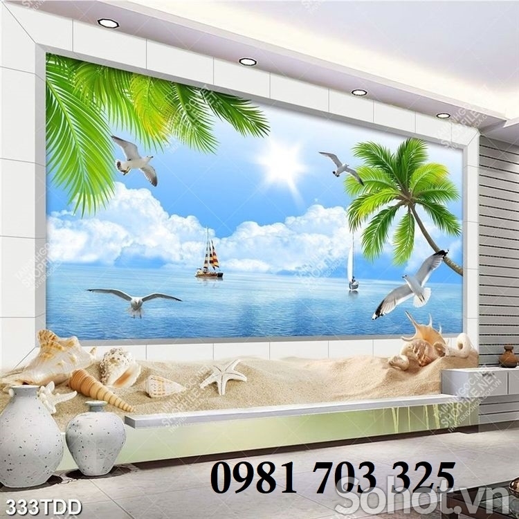 Tranh gạch men 3D phong cảnh biển
