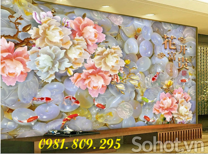 Tranh hoa mẫu đơn , gạch tranh đặt theo yêu cầu