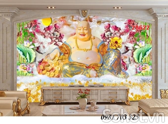 Gạch tranh 3D- tranh phật di lặc