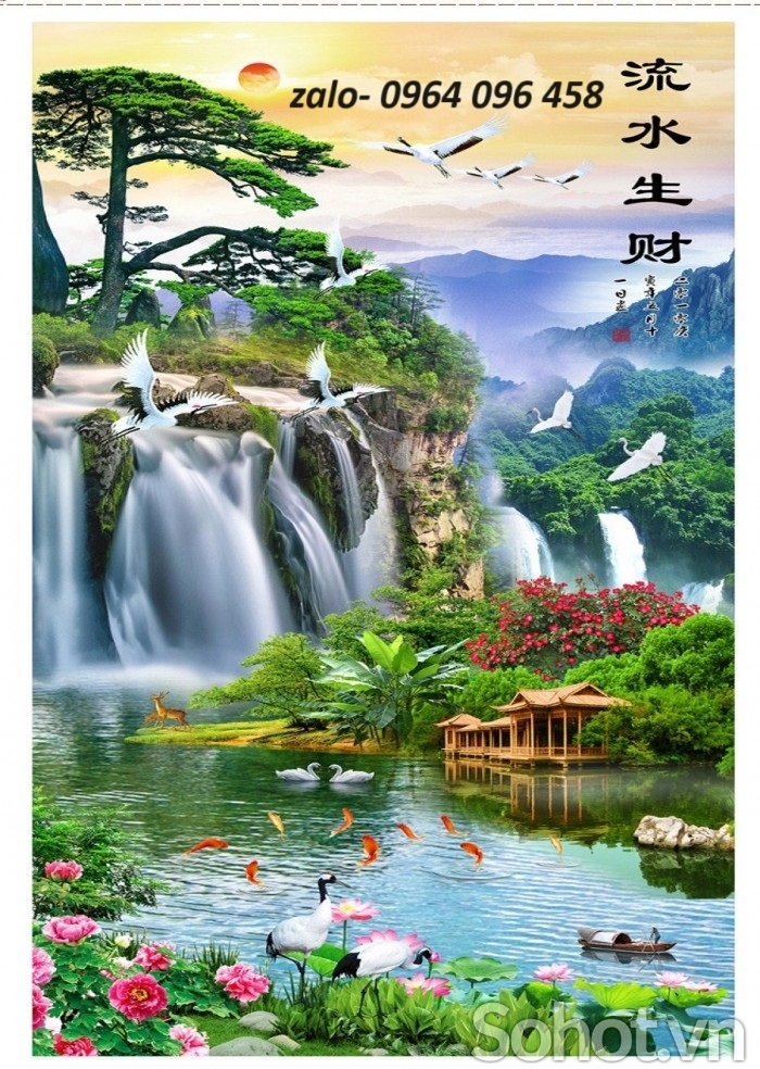 Tranh gạch 3d phong cảnh sơn thủy hữu tình - SMN66
